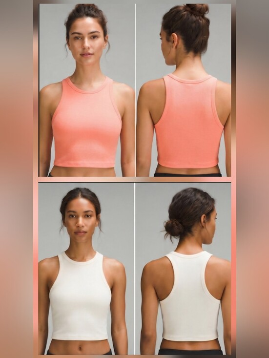 wild fable Tops - Set of 2 Wild Fable Rib Knit Cropped Racerback Tank Tops White and Salmon Large